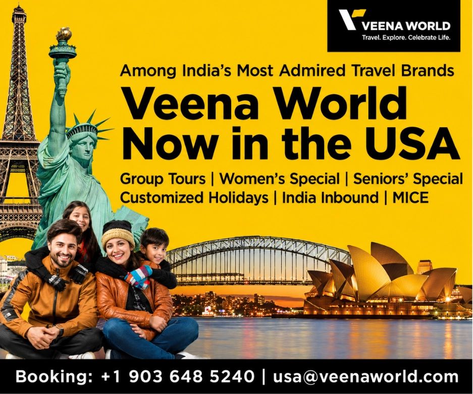 Veena World travel advertisement
